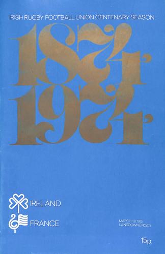 PROGRAMME OFFICIEL DU MATCH IRLANDE VS FRANCE DU 1 MARS 1975