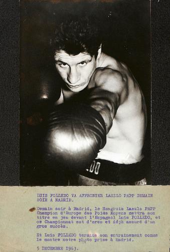 PHOTO ORIGINALE DE PRESSE DE LUIS FOLLEDO QUI AFFRONTERA LASZLO PAPP DU 5 DÉCEMBRE 1963