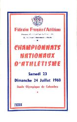 PROGRAMME OFFICIEL CHAMPIONNATS NATIONAUX ATHLÉTISME 1960