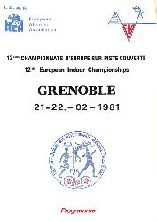 PROGRAMME OFFICIEL 12E CHAMPIONNATS D'EUROPE ATHLÉTISME 1981