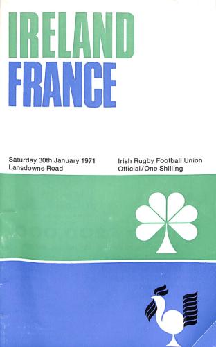 PROGRAMME OFFICIEL DU MATCH IRLANDE VS FRANCE DU 30 JANVIER 1971