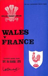 PROGRAMME OFFICIEL DU MATCH PAYS DE GALLES VS FRANCE DU 6 MARS 1976