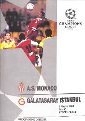 PROGRAMME OFFICIEL CHAMPIONS LEAGUE A.S. MONACO VS GALATASARAY DU 2 MARS 1994