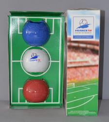 BOITE DE 3 BALLONS CÉRAMIQUE COUPE DU MONDE FOOTBALL FRANCE 1998