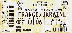 Billet entier France vs Ukraine du 6 juin 2004