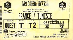 Billet France vs Tunisie du 14 octobre 2008