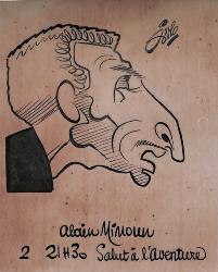 Caricature originale d'Alain MIMOUN (FR) Athlétisme