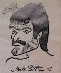 Caricature originale de Mark SPITZ (USA) Natation