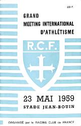 PROGRAMME OFFICIEL MEETING INTERNATIONAL ATHLÉTISME 1959