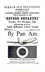 PROGRAMME OFFICIEL "RECORD BREAKERS" ATHLÉTISME 1965