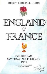 PROGRAMME OFFICIEL DU MATCH ANGLETERRE VS FRANCE DU 23 FÉVRIER 1963