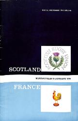 PROGRAMME OFFICIEL DU MATCH ÉCOSSE VS FRANCE DU 15 JANVIER 1966