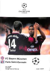PROGRAMME OFFICIEL CHAMPIONS LEAGUE FC BAYERN MUNICH VS PARIS SAINT-GERMAIN DU 22 OCTOBRE 1997