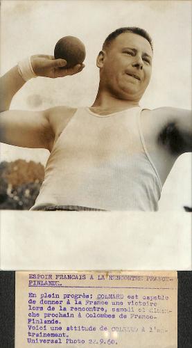 PHOTO ORIGINALE DE PRESSE D'ATHLÉTISME DE PIERRE COLNARD DU 22 SEPTEMBRE 1960