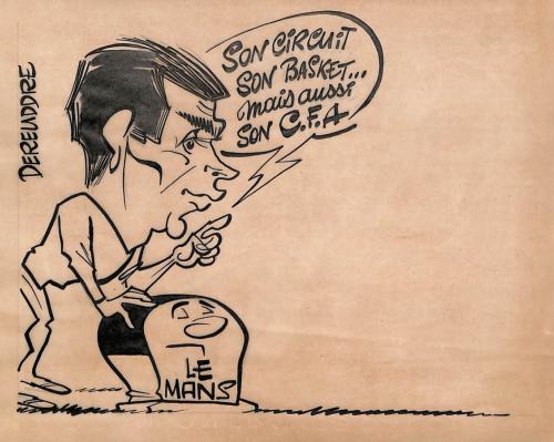CARICATURE ORIGINALE DE RENÉ DEREUDDRE (LE MANS FC)