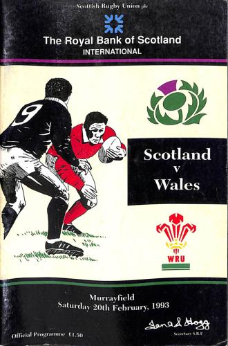 Programme officiel du match Écosse vs Pays de Galles du 20 février 1993
