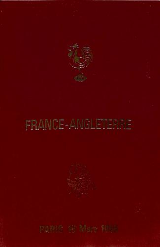 Programme officiel VIP du match France vs Angleterre du 15 mars 1986
