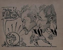 ENSEMBLE DE 4 CARICATURES ORIGINALES SUR LE CLUB DE SAINT-QUENTIN