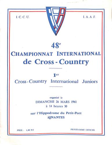 PROGRAMME OFFICIEL 48E CHAMPIONNAT INTERNATIONAL DE CROSS-COUNTRY 1961