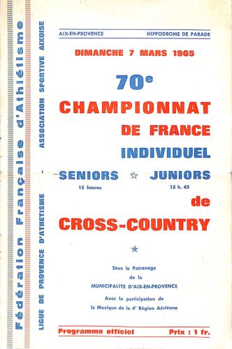PROGRAMME OFFICIEL CHAMPIONNAT DE FRANCE DE CROSS-COUNTRY 1965