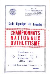 PROGRAMME OFFICIEL CHAMPIONNATS NATIONAUX ATHLÉTISME 1970