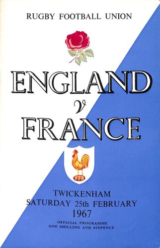 PROGRAMME OFFICIEL DU MATCH ANGLETERRE VS FRANCE DU 25 FÉVRIER 1967