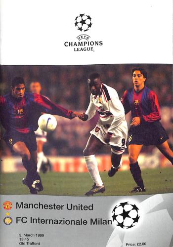 PROGRAMME OFFICIEL CHAMPIONS LEAGUE MANCHESTER UNITED VS INTER MILAN DU 3 MARS 1999