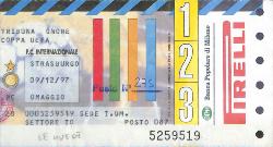 Billet Inter Milan vs RC Strasbourg du 9 décembre 1997