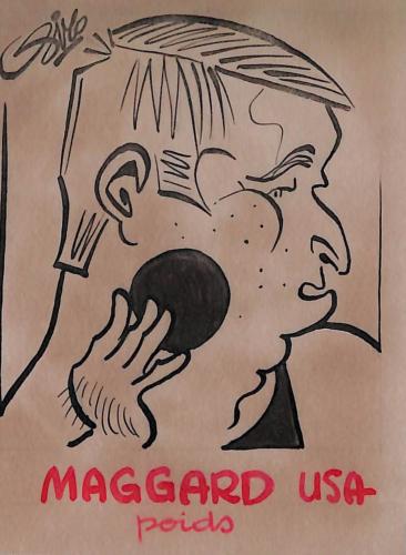 Caricature originale de David MAGGARD (USA) Athlétisme