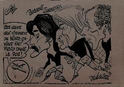 CARICATURE ORIGINALE DE BOGAERT, JURASZEK ET DELÉGLISE (HAZEBROUCK)