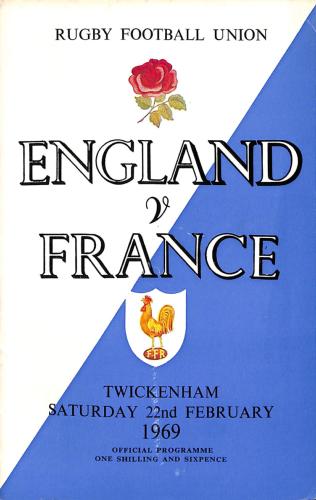 PROGRAMME OFFICIEL DU MATCH ANGLETERRE VS FRANCE DU 22 FÉVRIER 1969