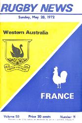 PROGRAMME OFFICIEL DU MATCH WESTERN AUSTRALIA VS FRANCE DU 28 MAI 1972