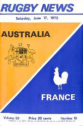 PROGRAMME OFFICIEL DU MATCH AUSTRALIE VS FRANCE DU 17 JUIN 1972