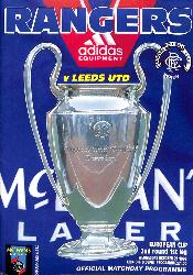 PROGRAMME OFFICIEL DU MATCH RANGERS FC VS LEEDS UTD DU 21 OCTOBRE 1992