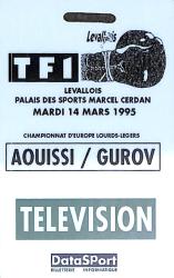 BILLET DU CHAMPIONNAT D'EUROPE ENTRE AOUISSI ET GUROV LE 14 MARS 1995