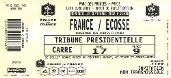 Billet entier France vs Ecosse du 12 septembre 2007