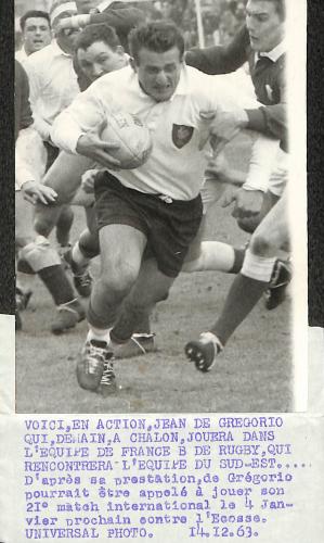 PHOTO ORIGINALE DE PRESSE DE JEAN DE GRÉGORIO AVEC L'ÉQUIPE DE FRANCE DU 14 DÉCEMBRE 1963