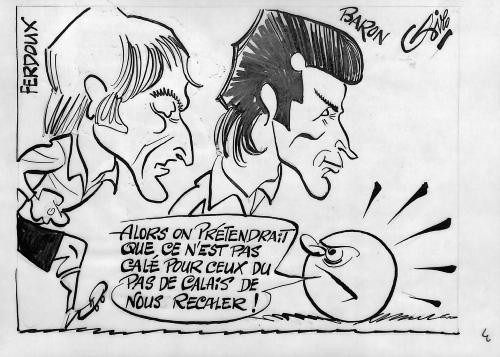 CARICATURE ORIGINALE DE FERDOUX ET BARON (RUFC CALAIS)