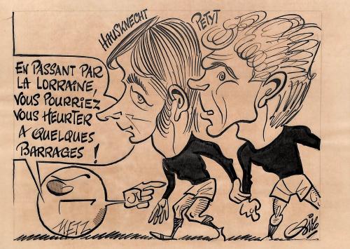 CARICATURE ORIGINALE D'HAUSKNECHT ET PETYT (FC METZ)