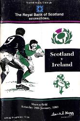 Programme officiel du match Écosse vs Irlande du 16 janvier 1993