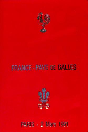 Programme officiel VIP du match France vs Pays de Galles du 2 mars 1991