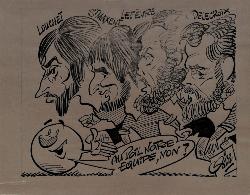 CARICATURE ORIGINALE DE LOUCHET, ST-MAXENT, LEFÈVRE ET DELECROIX (AMIENS)