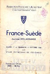 PROGRAMME OFFICIEL ATHLÉTISME FRANCE VS SUÈDE 1949