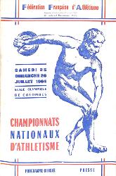 PROGRAMME OFFICIEL CHAMPIONNATS NATIONAUX ATHLÉTISME 1964