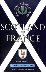 PROGRAMME OFFICIEL DU MATCH ÉCOSSE VS FRANCE DU 13 JANVIER 1962