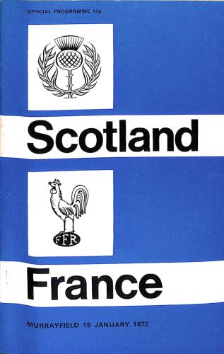 PROGRAMME OFFICIEL DU MATCH ÉCOSSE VS FRANCE DU 15 JANVIER 1972