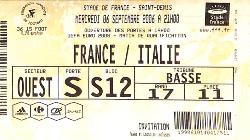 BILLET FRANCE VS ITALIE DU 6 SEPTEMBRE 2006