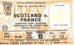 Billet Ecosse vs France du 8 mars 1989
