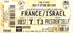 Billet entier France vs Israël du 4 septembre 2004