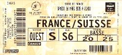 Billet entier France vs Suisse du 26 mars 2005
